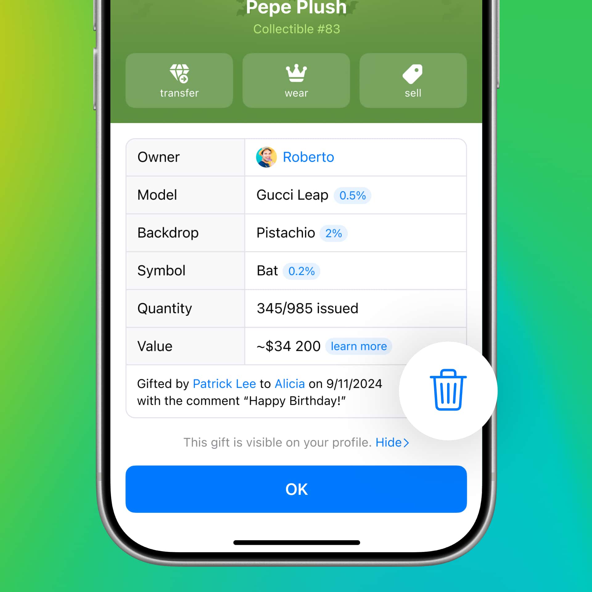 Removing Gift Signatures